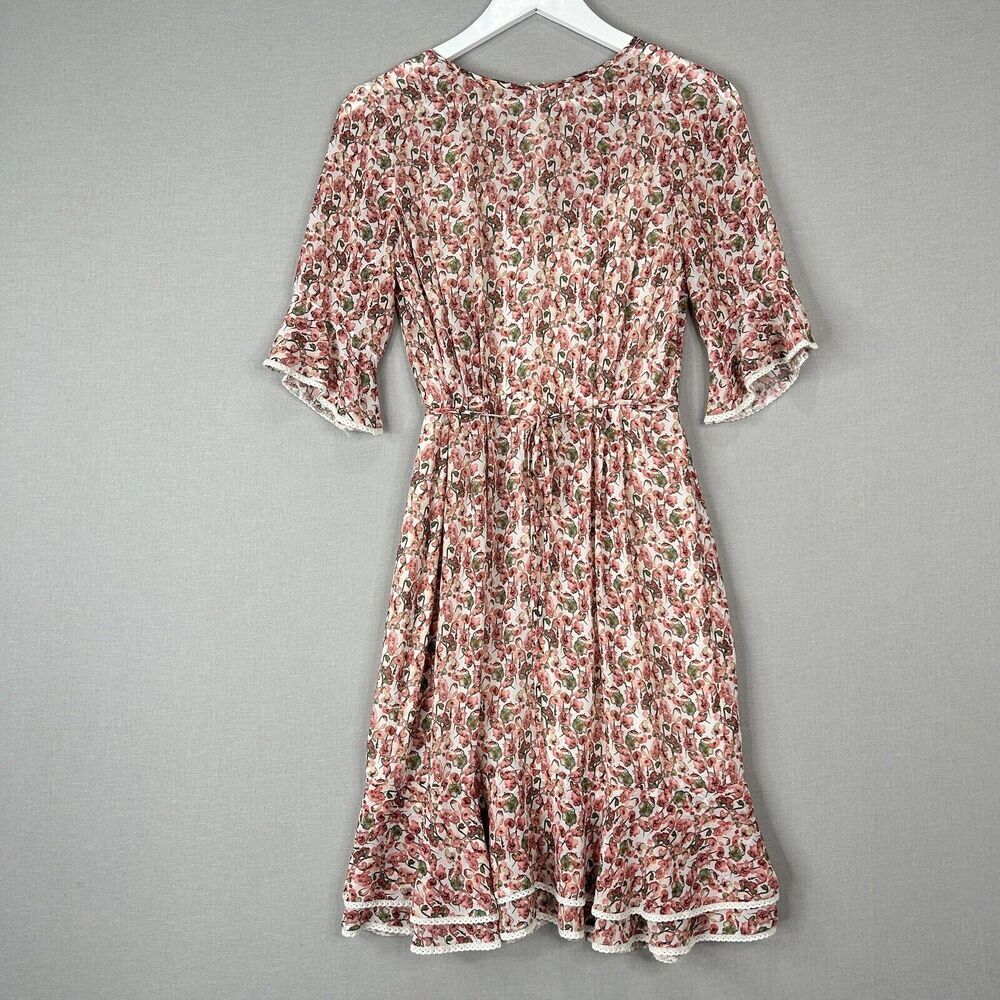Monique Lhuillier Womens Dress 4 Pink Floral Valley Hourglass Charmeuse Prairie